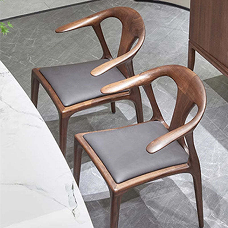 Traditional Chinese Walnut Curved Dining Chair