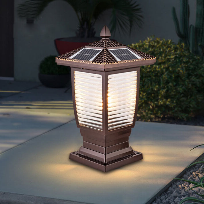 Chinese Solar Coffee Gold Square Column Landscape Light