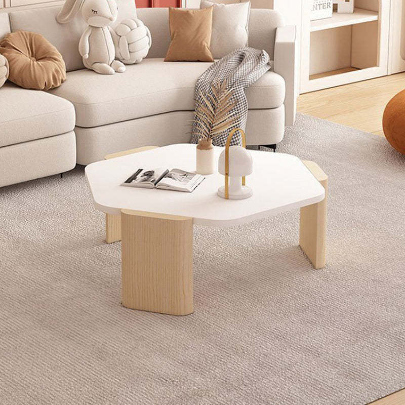 Contemporary Hexagonal Oak Plank End Table