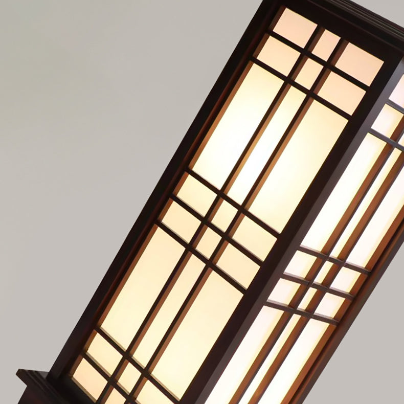 Chinese Rectangular Parchment Wood Floor Lamp