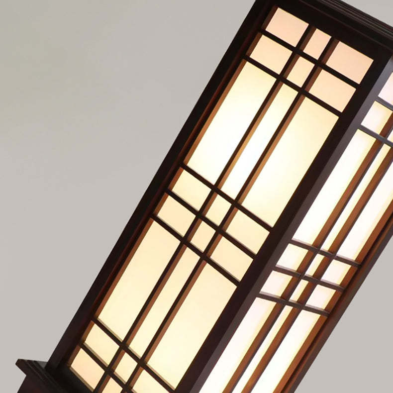 Chinese Rectangular Parchment Wood Floor Lamp
