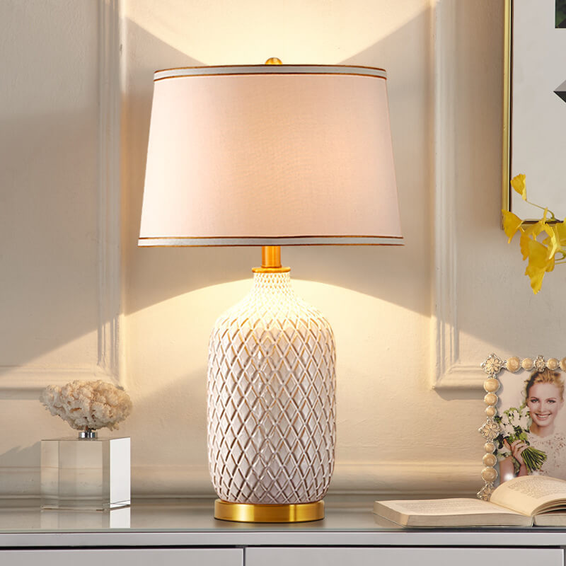 European Vintage Striped Ceramic Fabric Lamp