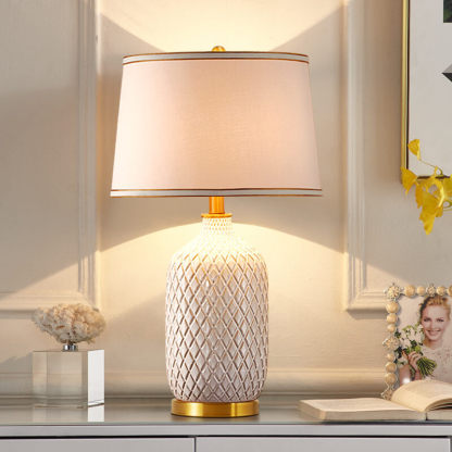 European Vintage Striped Ceramic Fabric Lamp