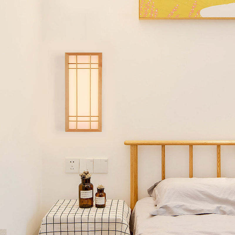 Japanese Rectangle Solid Wood Acrylic LED Sconce