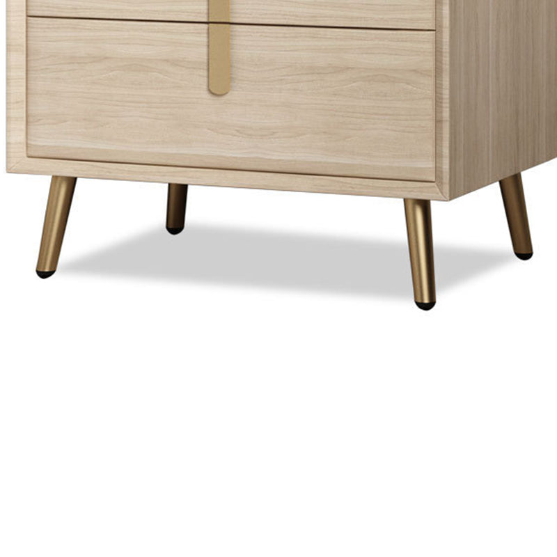 Modern Solid Wood Leather 2-Drawer Nightstand — Light Blue
