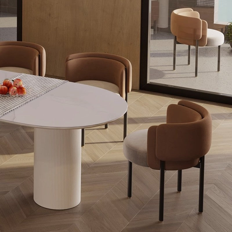 Contemporary Fabric Metal-Leg Dining Chair — Gray