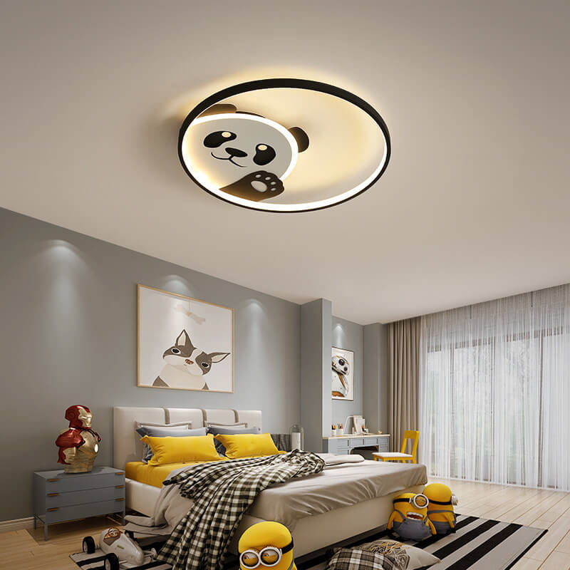 Cartoon Panda Round LED Flush Mount Light