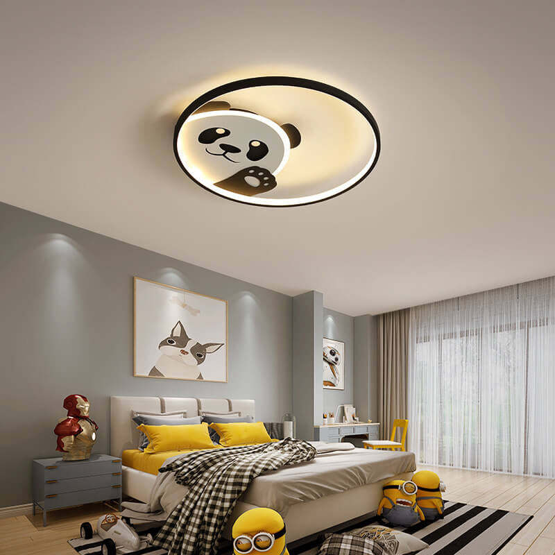 Cartoon Panda Round LED Flush Mount Light