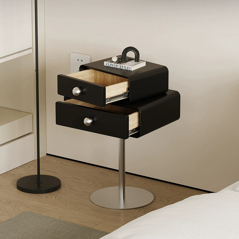 Modern Eclectic Steel Pine 2-Tier End Table