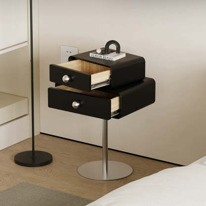 Modern Eclectic Steel Pine 2-Tier End Table