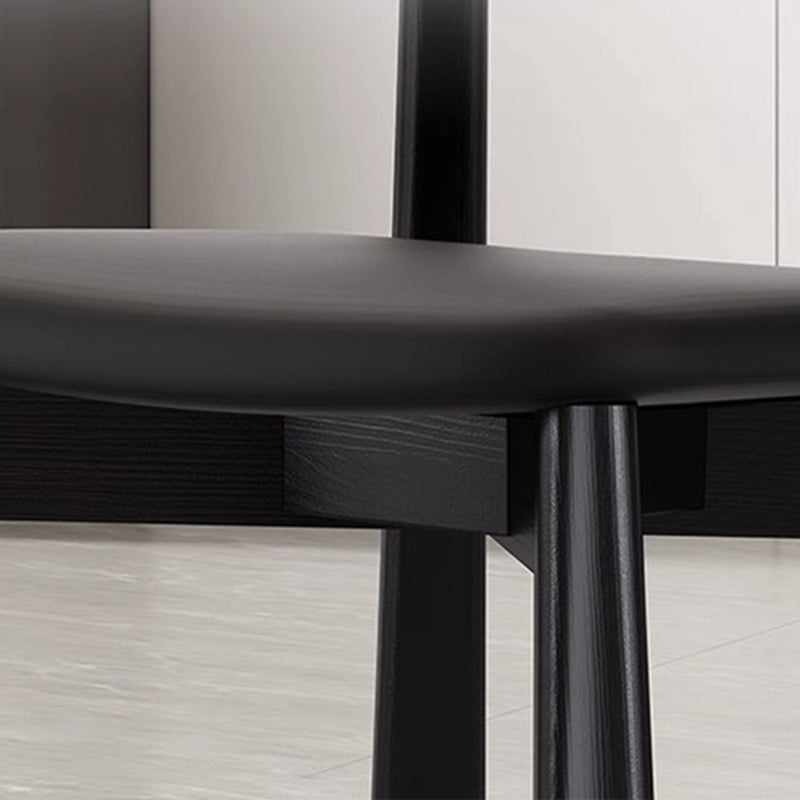 Nordic Upholstered Curved Leather Wood Dining Chair