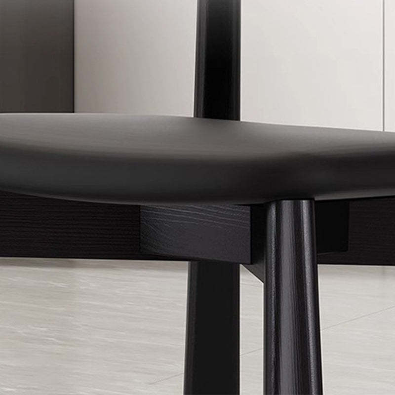 Nordic Upholstered Curved Leather Wood Dining Chair