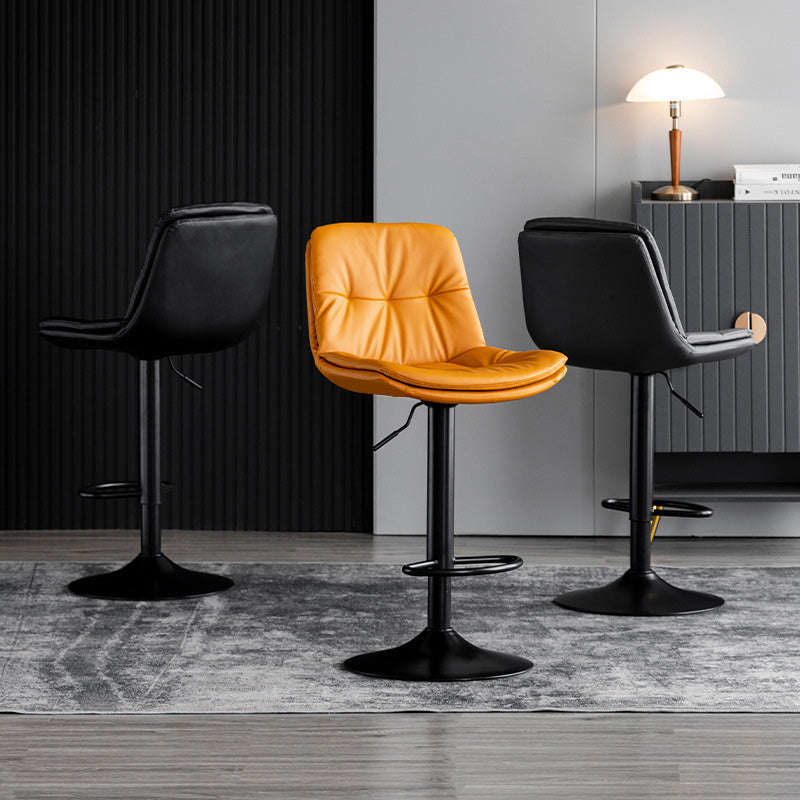 Nordic Leather Metal Pedestal Bar Stool