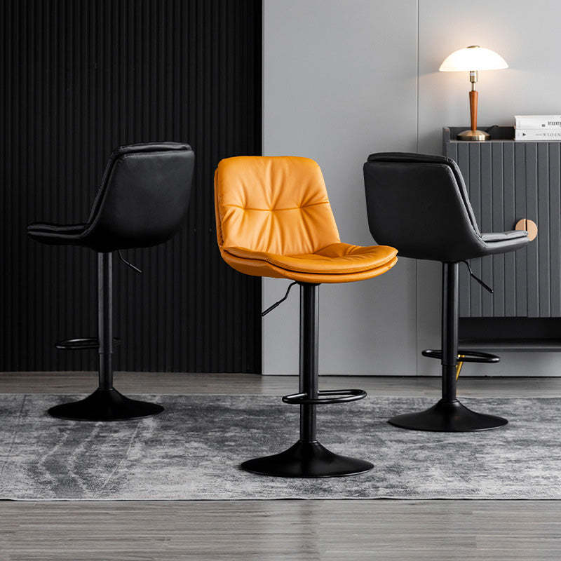Nordic Leather Metal Pedestal Bar Stool