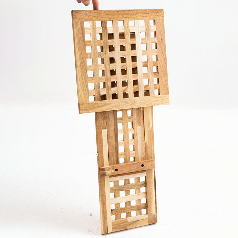 Traditional Rustic Square Wood Backless Armless Chair