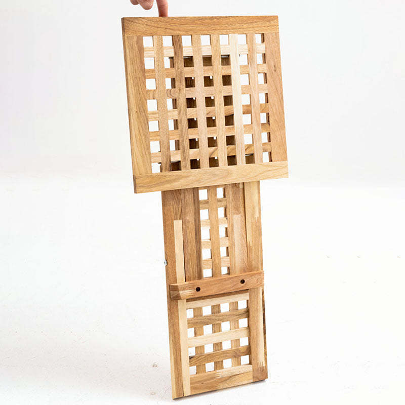 Traditional Rustic Wood Backless Chair