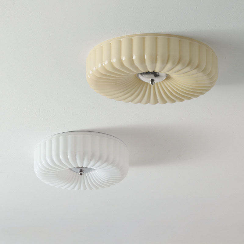 Nordic Striped Glass Round LED Flush Mount Light