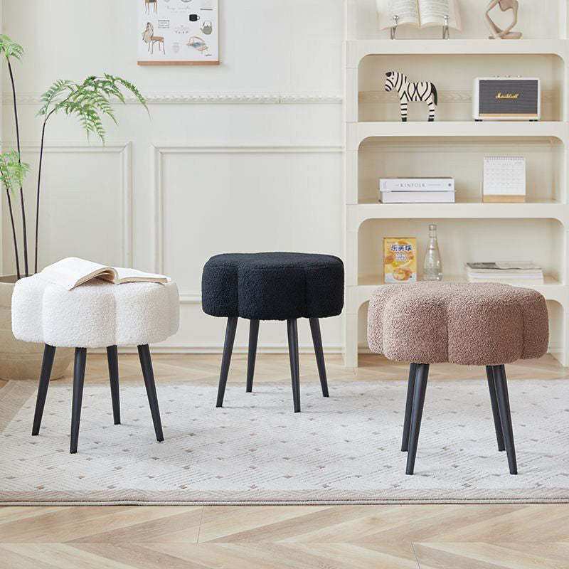 Minimalist Cloud Lambswool Steel Vanity Stool — Gray