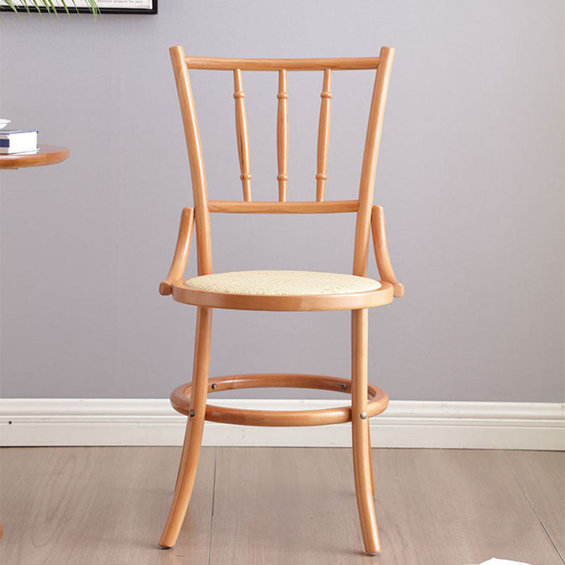 Vintage Cylinder Wood Rattan Dining Chair