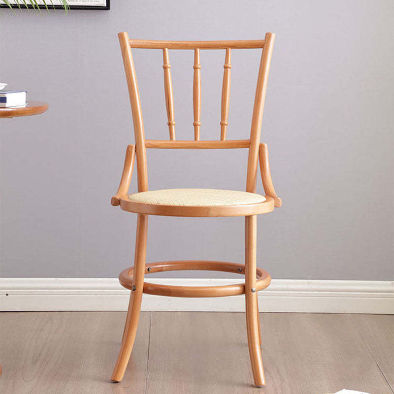 Vintage Cylinder Wood Rattan Dining Chair