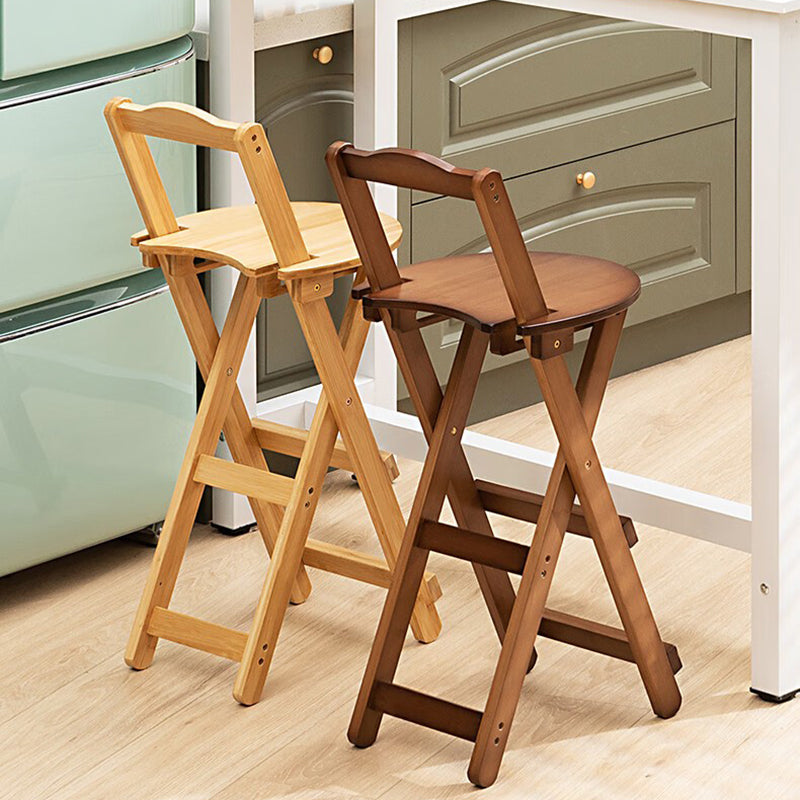 Minimalist Round Bamboo Bar Stool — Original Wood Color