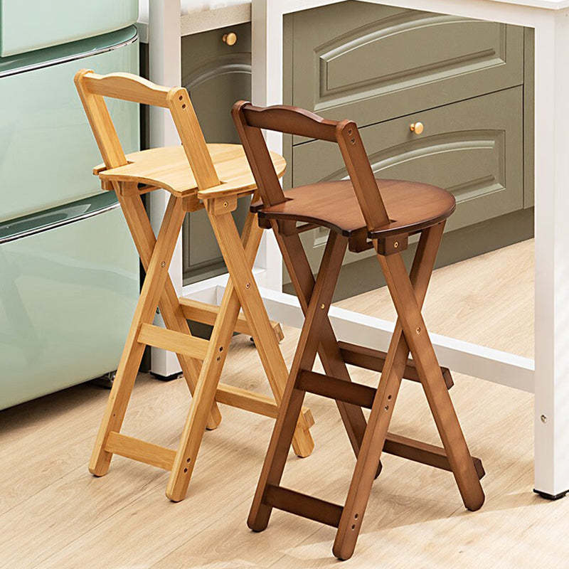 Minimalist Round Bamboo Bar Stool — Original Wood Color