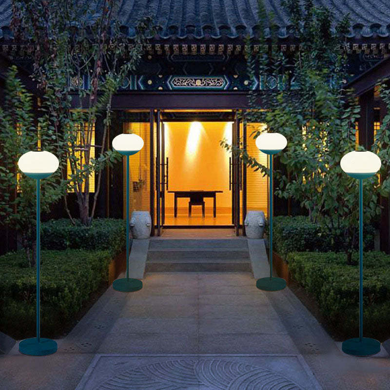 Solar Wrought Iron Oval LED Outdoor Floor Lamp