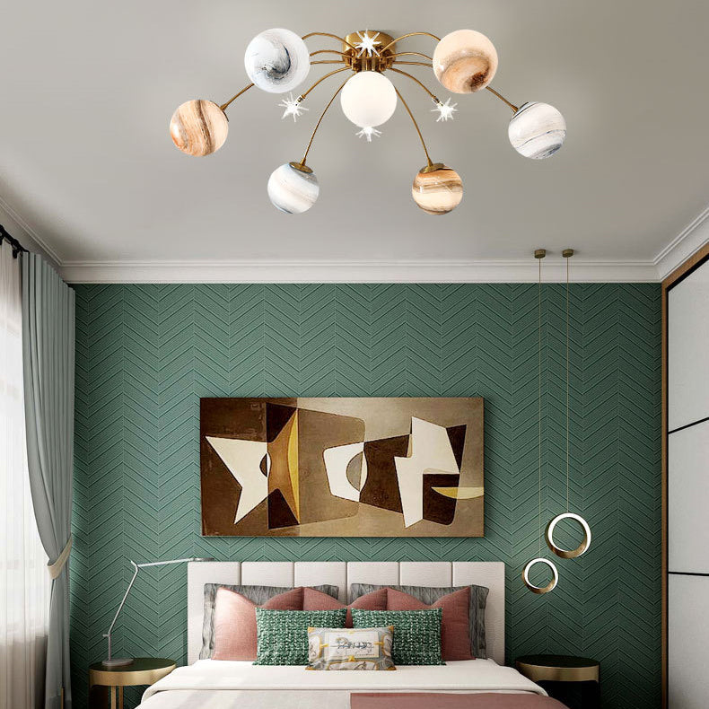 Contemporary Iron Starry Sky Moon Ceiling Light