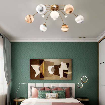 Contemporary Iron Starry Sky Moon Ceiling Light