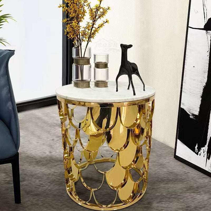 Modern Cylinder Marble Titanium Coffee Table