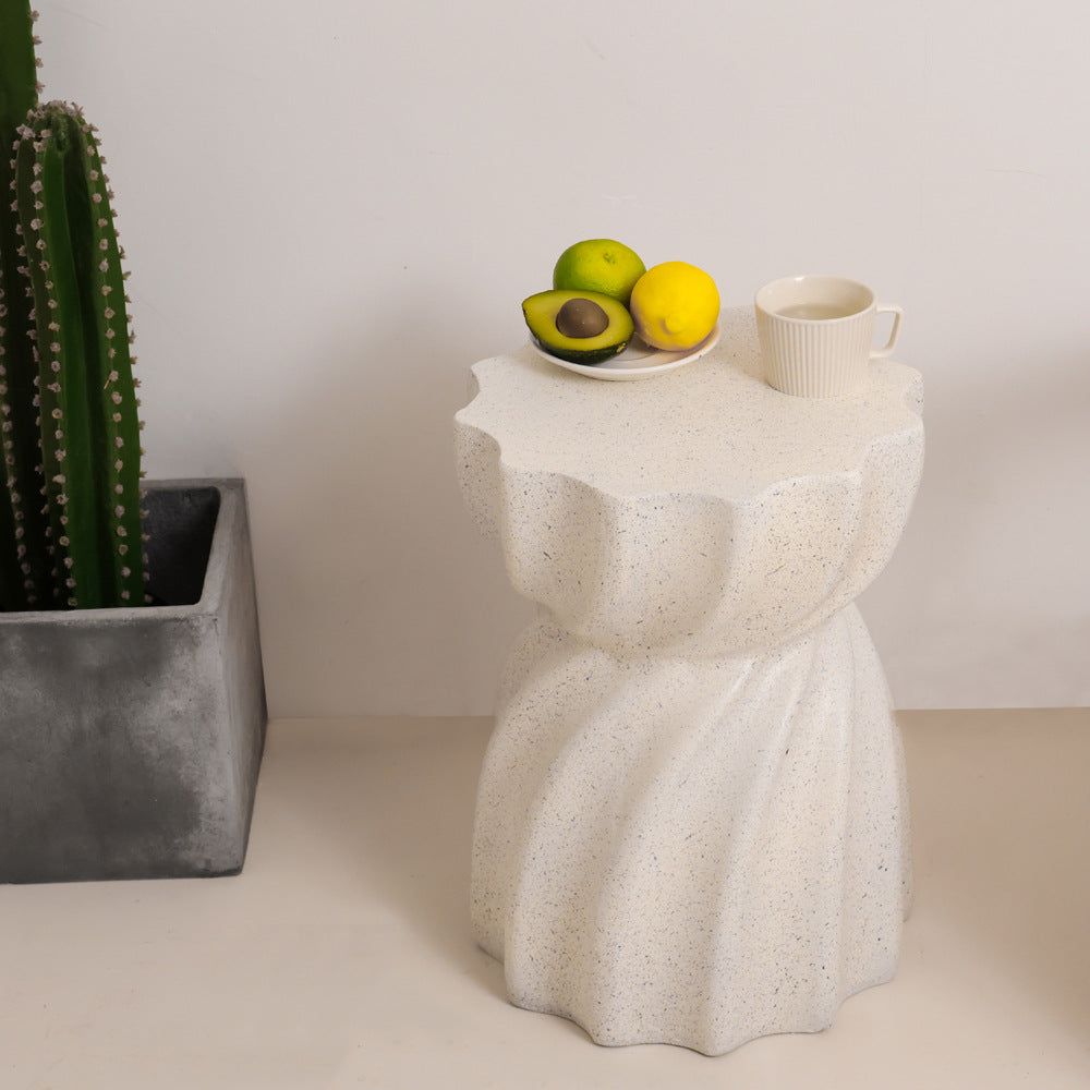 White resin concrete texture terrazzo coffee tables - nordic
