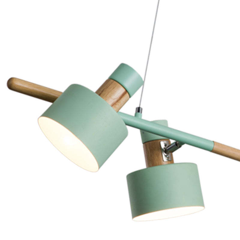 Nordic Macaron Color Wood Iron Island Chandelier