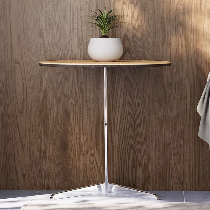 Minimalist Round Leather Steel End Table