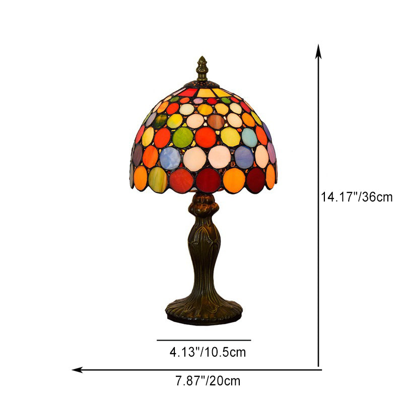 Traditional Tiffany Dome Aluminum Glass Table Lamp
