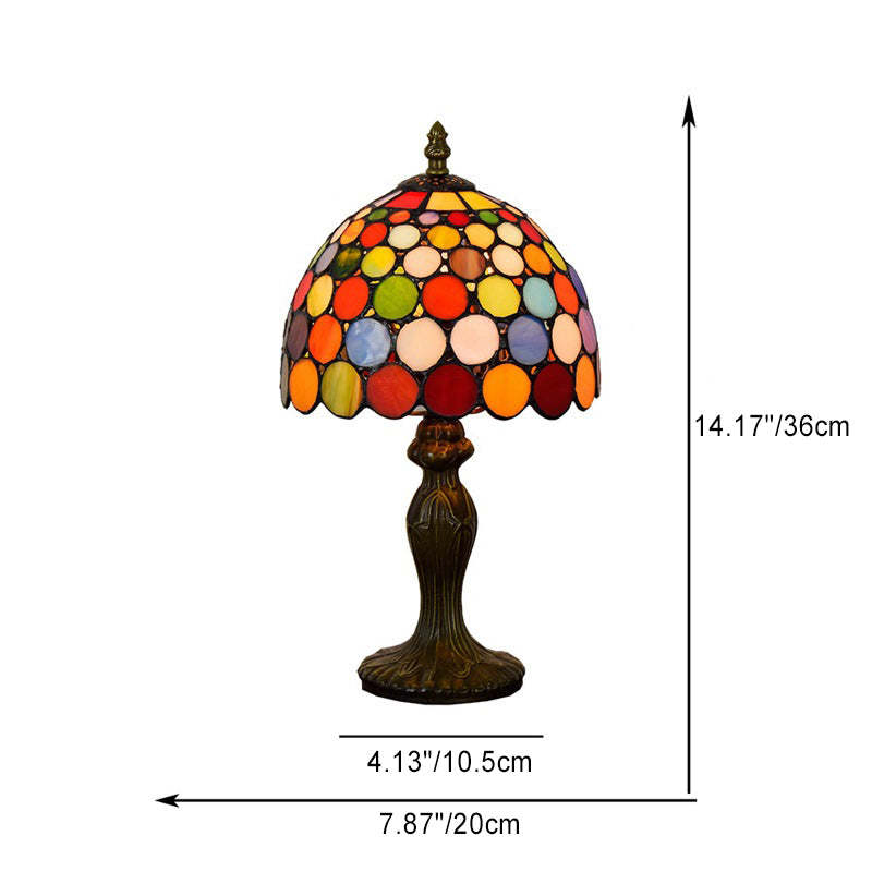 Traditional Tiffany Dome Aluminum Glass Table Lamp