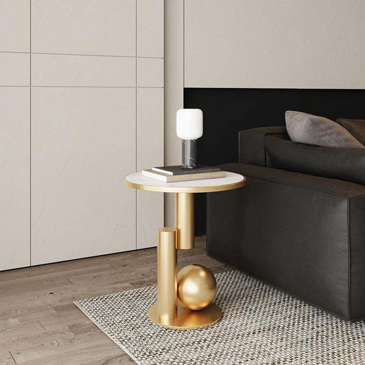 Contemporary Sintered Stone Geometric Coffee Table — Green