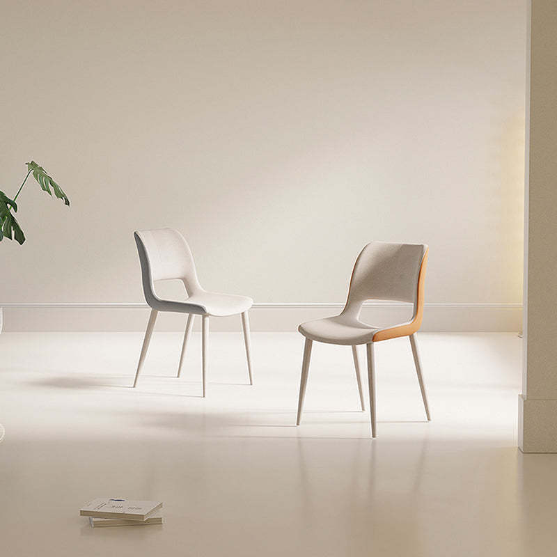 Minimalist Cat Scratch Leather Square Dining Chair — Light Gray