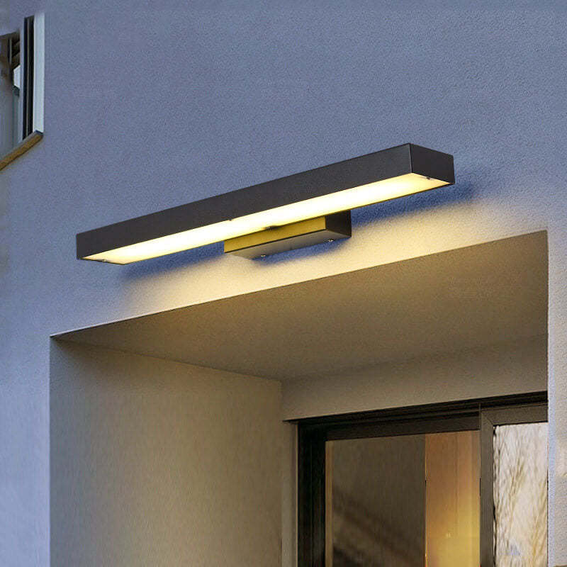 Minimalist Rectangular LED Sensor Outdoor Wall Sconce — Regular / Warm Light (3000K)