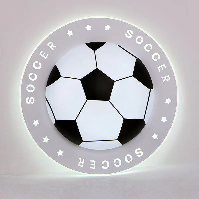 Art Deco Soccer Ball Acrylic Iron LED Flush Light