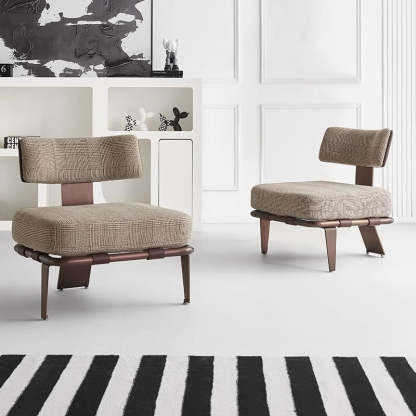 Modern Saddle Leather Steel Accent Chair