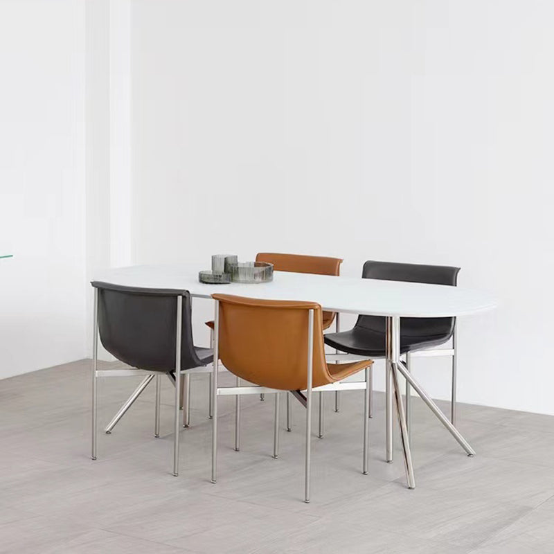 Nordic Curved Leather Steel Dining Chair