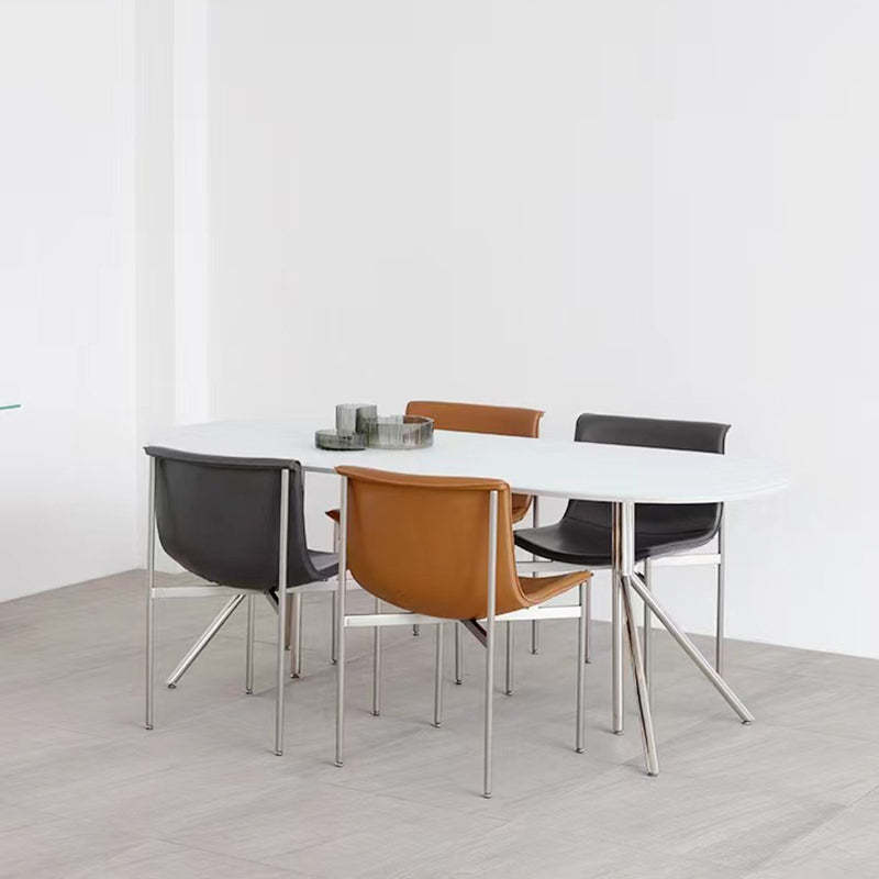 Nordic Curved Leather Steel Dining Chair