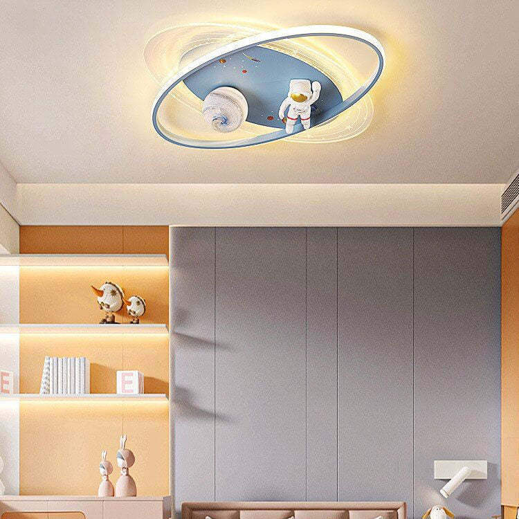 Cartoon Astronaut Moon Acrylic LED Kids Flush Ceiling Light