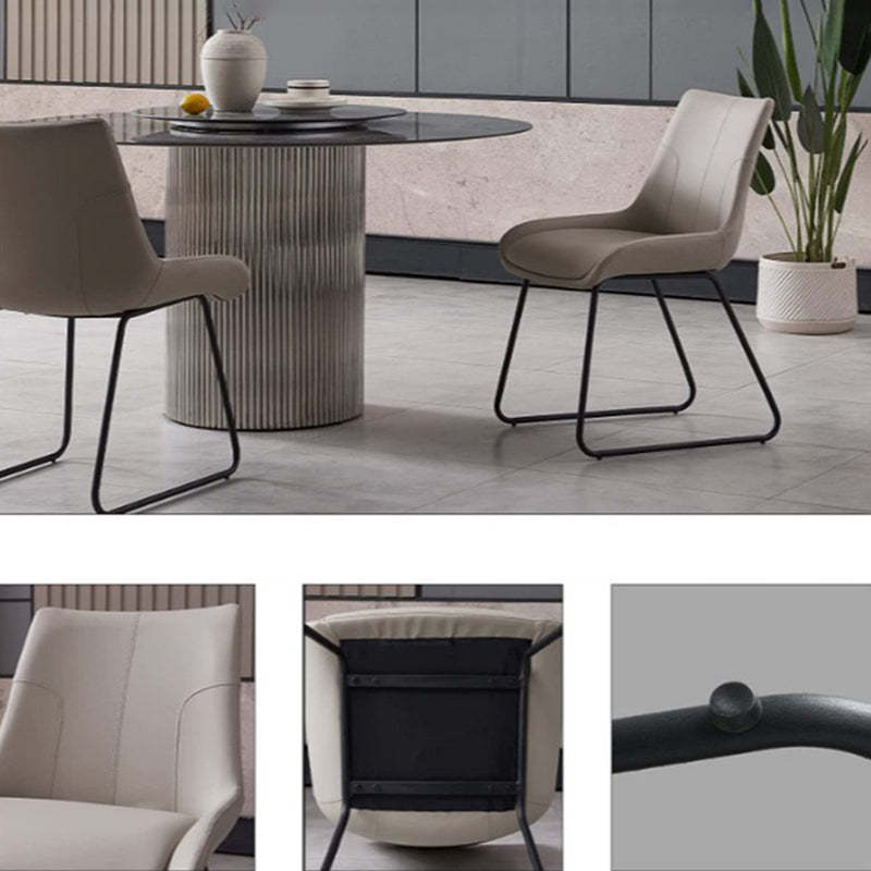 Nordic Leather Metal Trapezoidal Dining Chair