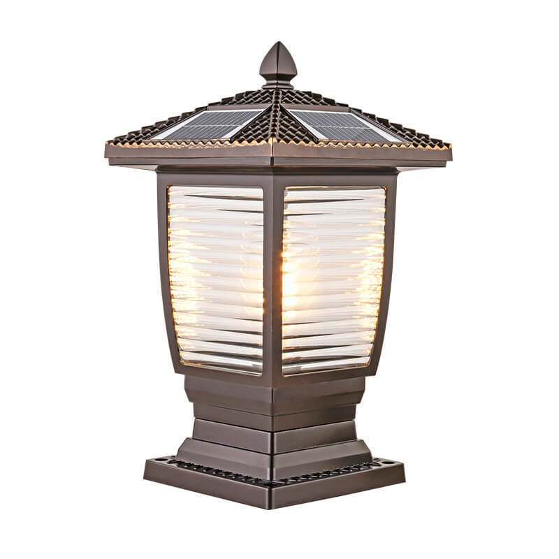 Chinese Solar Coffee Gold Square Column Landscape Light