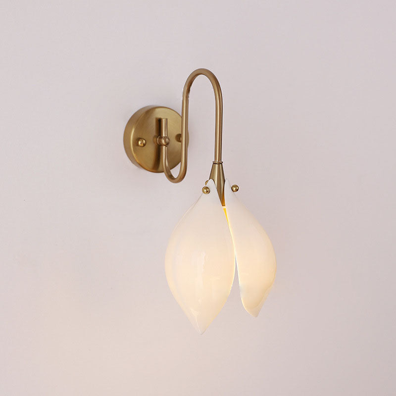 Retro Ceramic Magnolia Flower Iron Wall Sconce