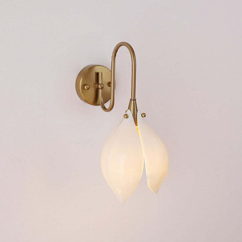 Retro Ceramic Magnolia Flower Iron Wall Sconce