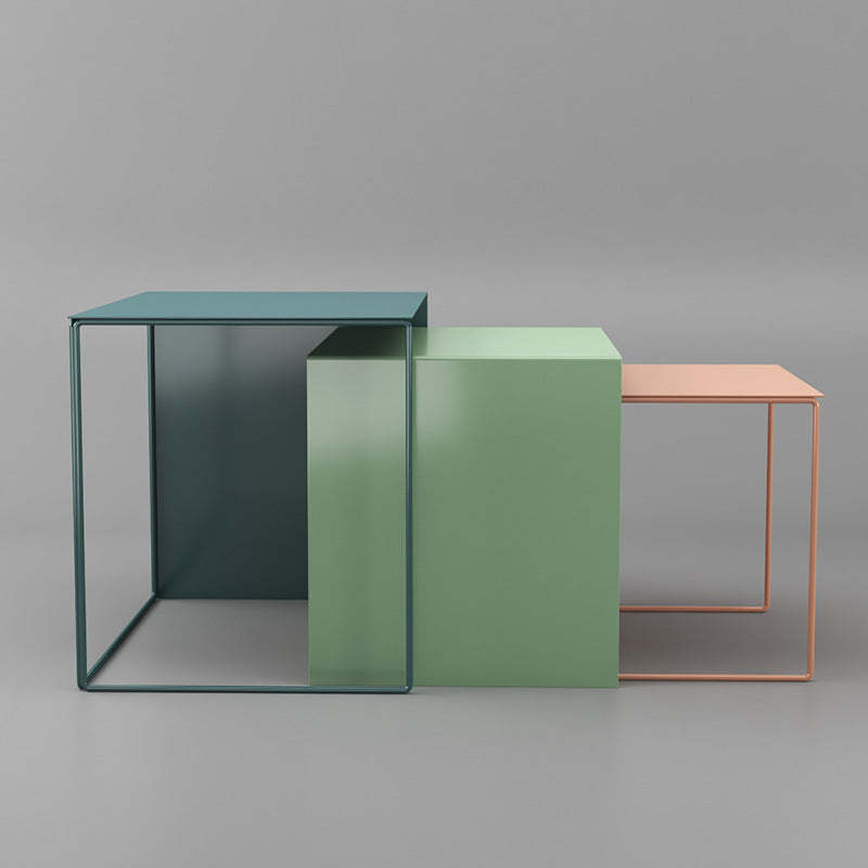 Minimalist Square Iron Nesting Side Table — Dark Blue
