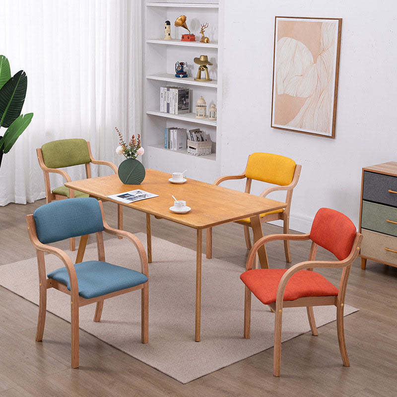 Modern Fabric Wood Curved Dining Chair