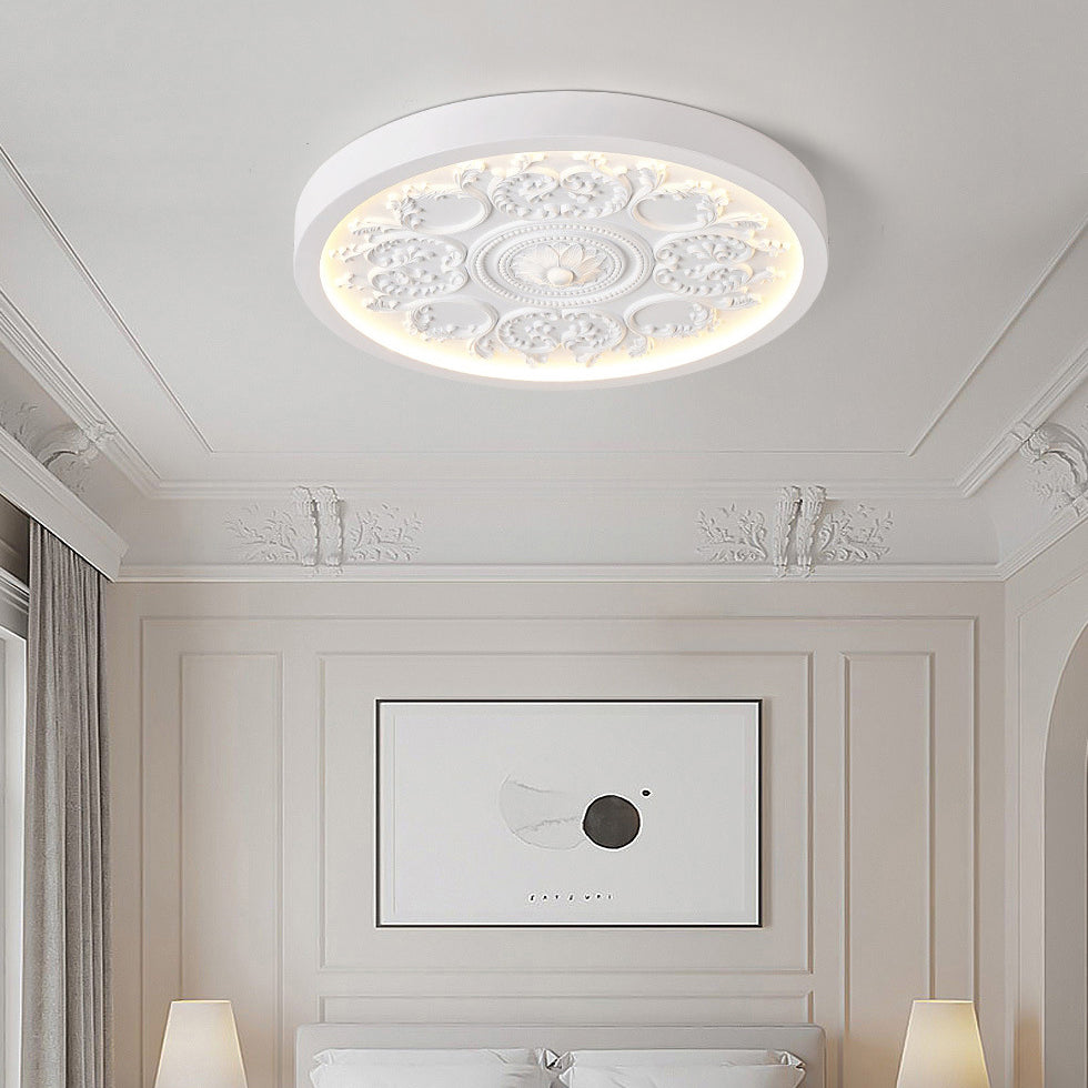 Minimalist Carved Iron Resin Acrylic LED Flush Mount Light